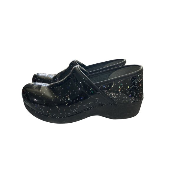 Dansko XP 2.0 Women's Size 40 (9-9.5) Black Sparkle Design Leather Clogs shoes - Picture 3 of 8